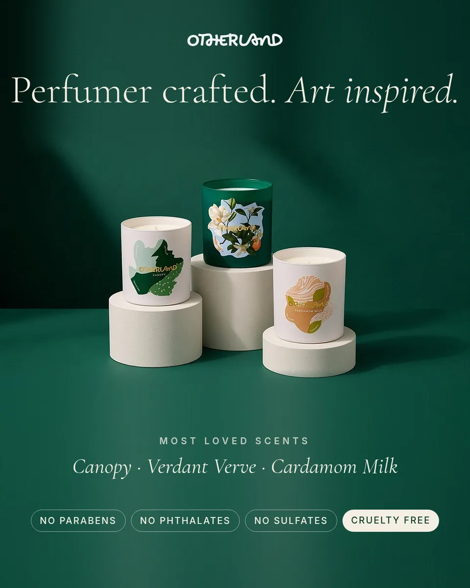 Static ad design featuring Otherland candle trio