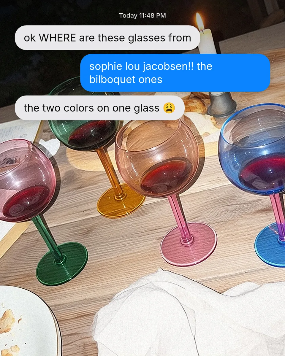 Static ad design featuring Sophie Lou Jacobsen Bilboquet glasses