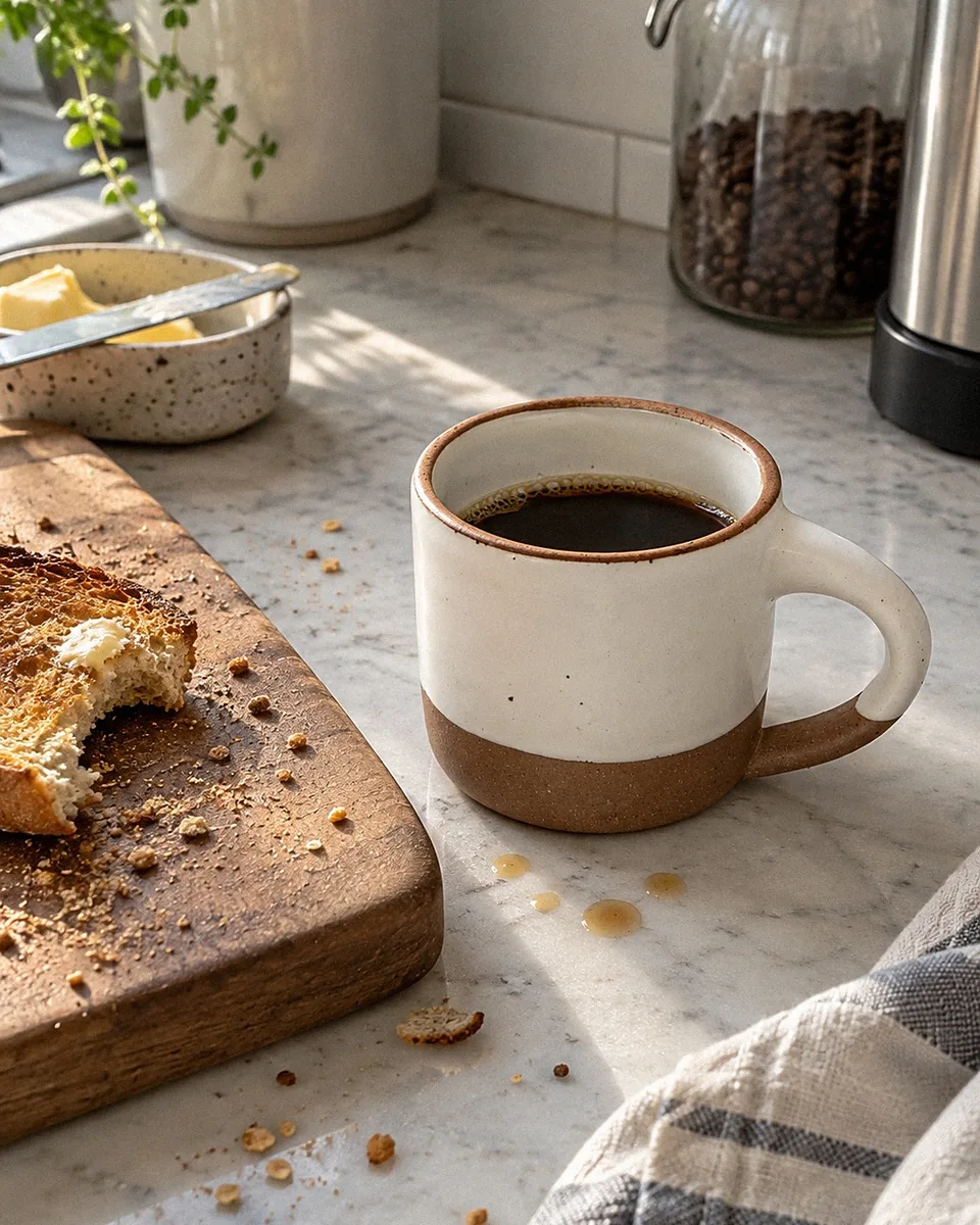 Static ad design featuring East Fork The Small Mug at breakfast