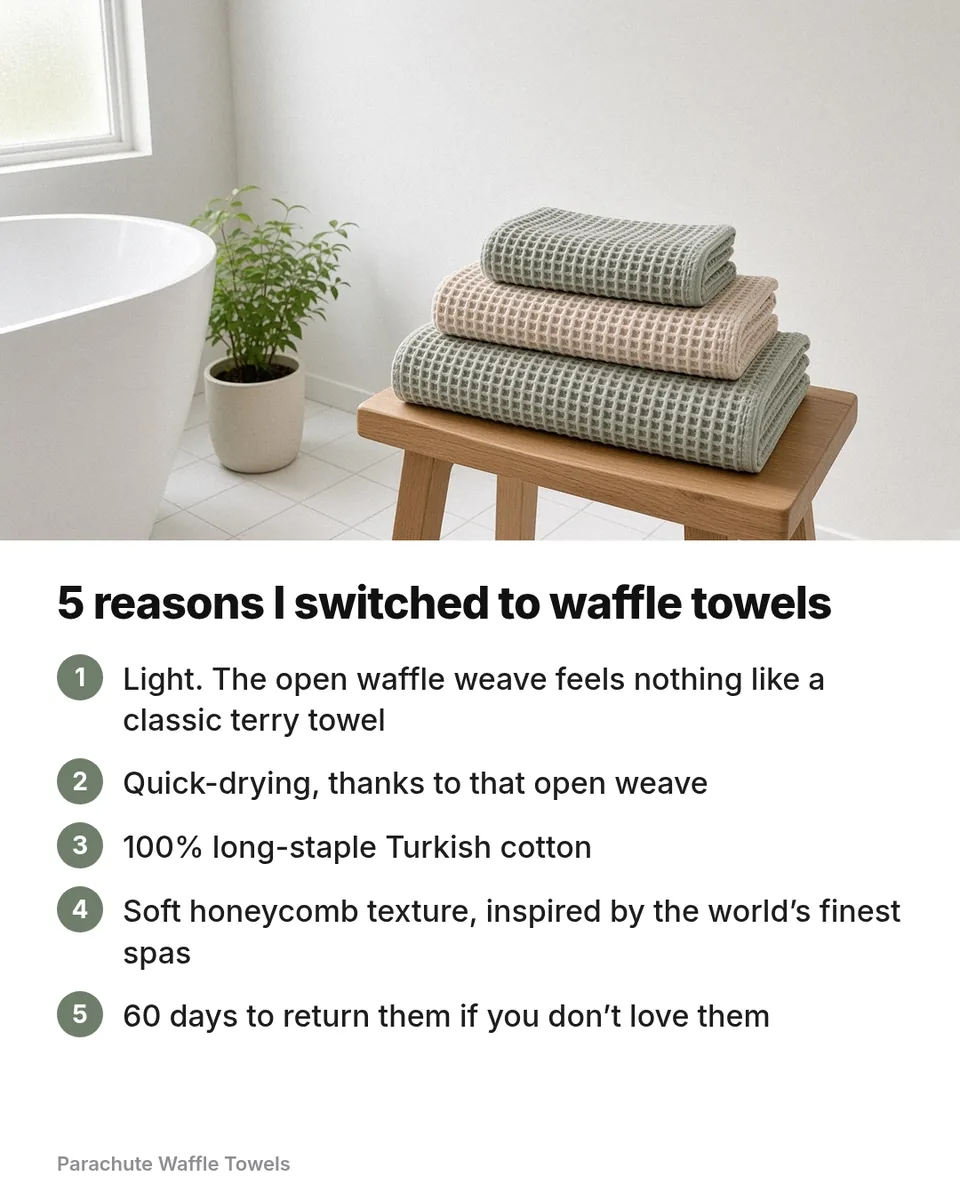 Static ad design featuring Parachute waffle towels