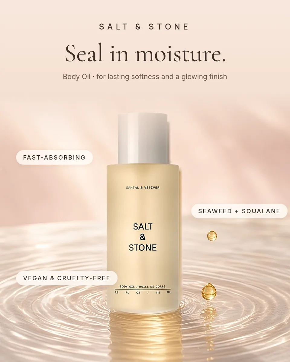 Static ad design featuring Salt & Stone Body Oil