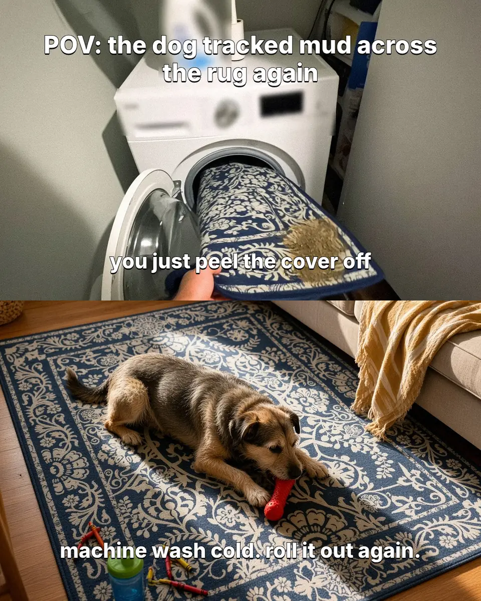 Static ad design featuring Ruggable washable rug POV