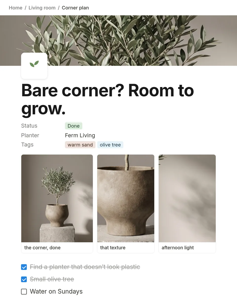 Static ad design featuring Ferm Living planter moodboard doc