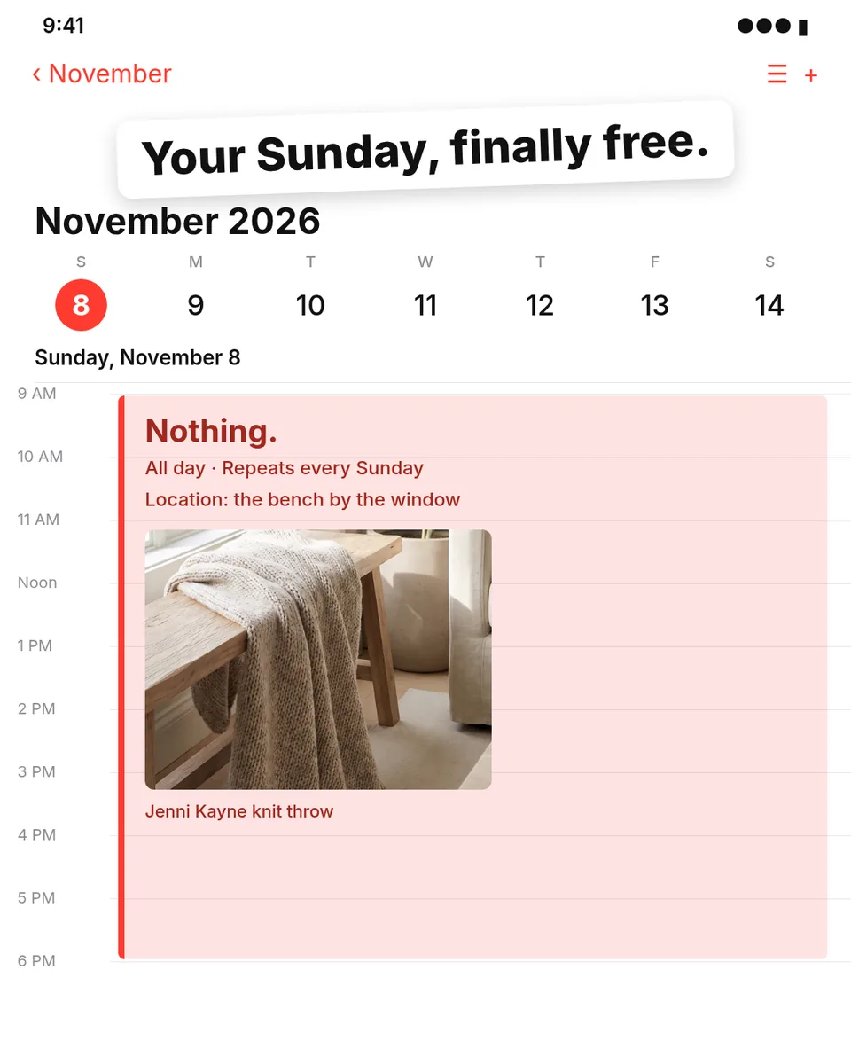 Static ad design featuring Jenni Kayne knit throw calendar screenshot