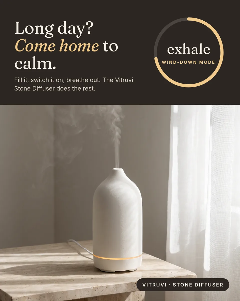 Static ad design featuring Vitruvi Stone Diffuser countdown dial