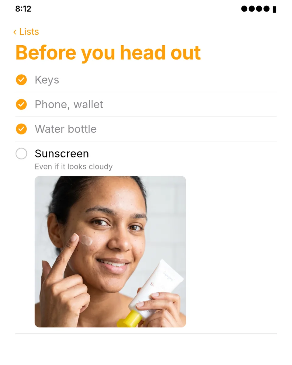 Static ad design featuring Supergoop! sunscreen reminders list