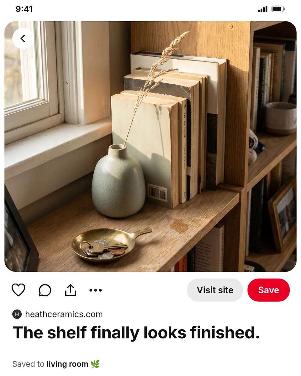 Static ad design featuring Heath Ceramics bud vase pin